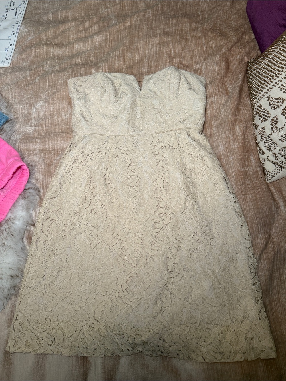J. Crew Strapless Lace Sweetheart Dress in Cream